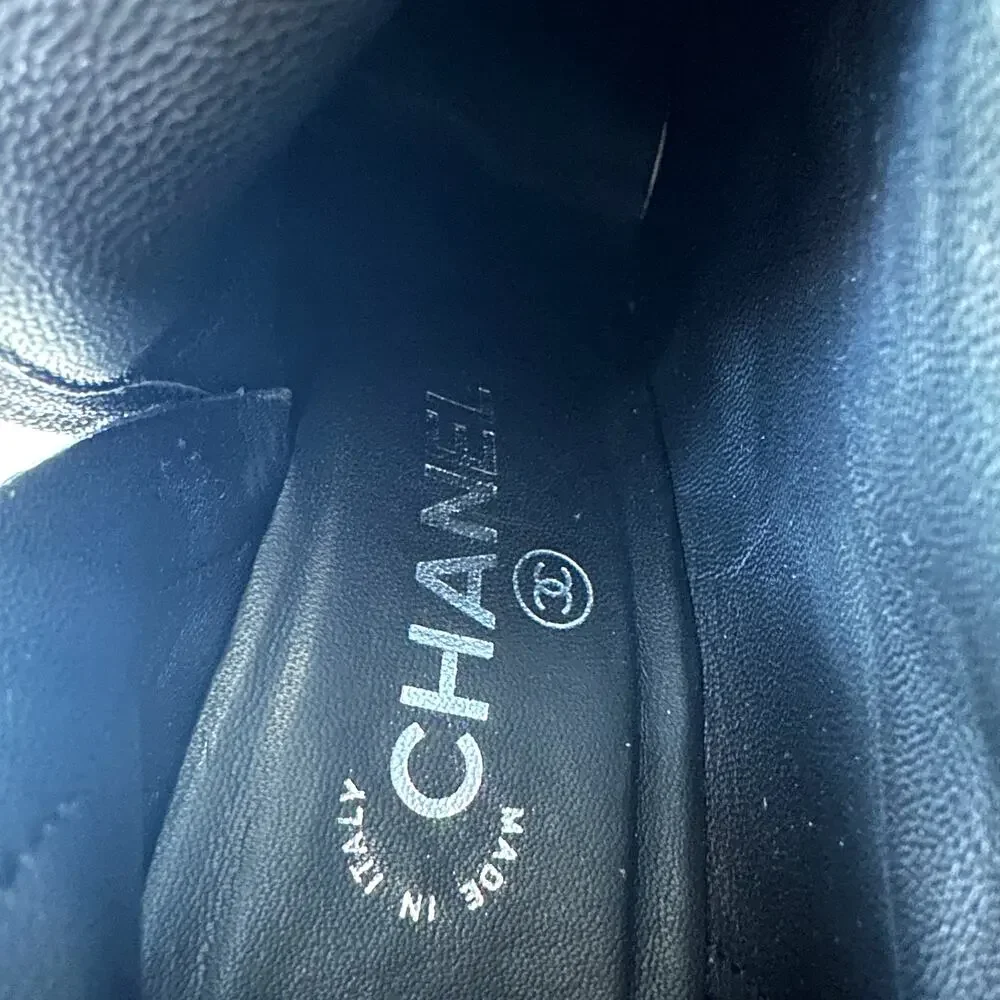 Chanel Black CC Sparkle Glitter Cap Toe Platform Short Boots IT 39 - Picture 9 of 15